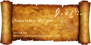 Jusztusz Éva névjegykártya
